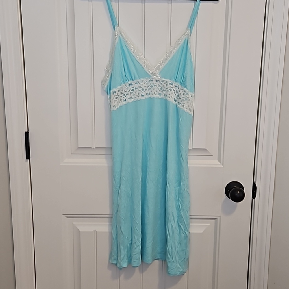 Light Blue Sleep Dress with Lace Size L